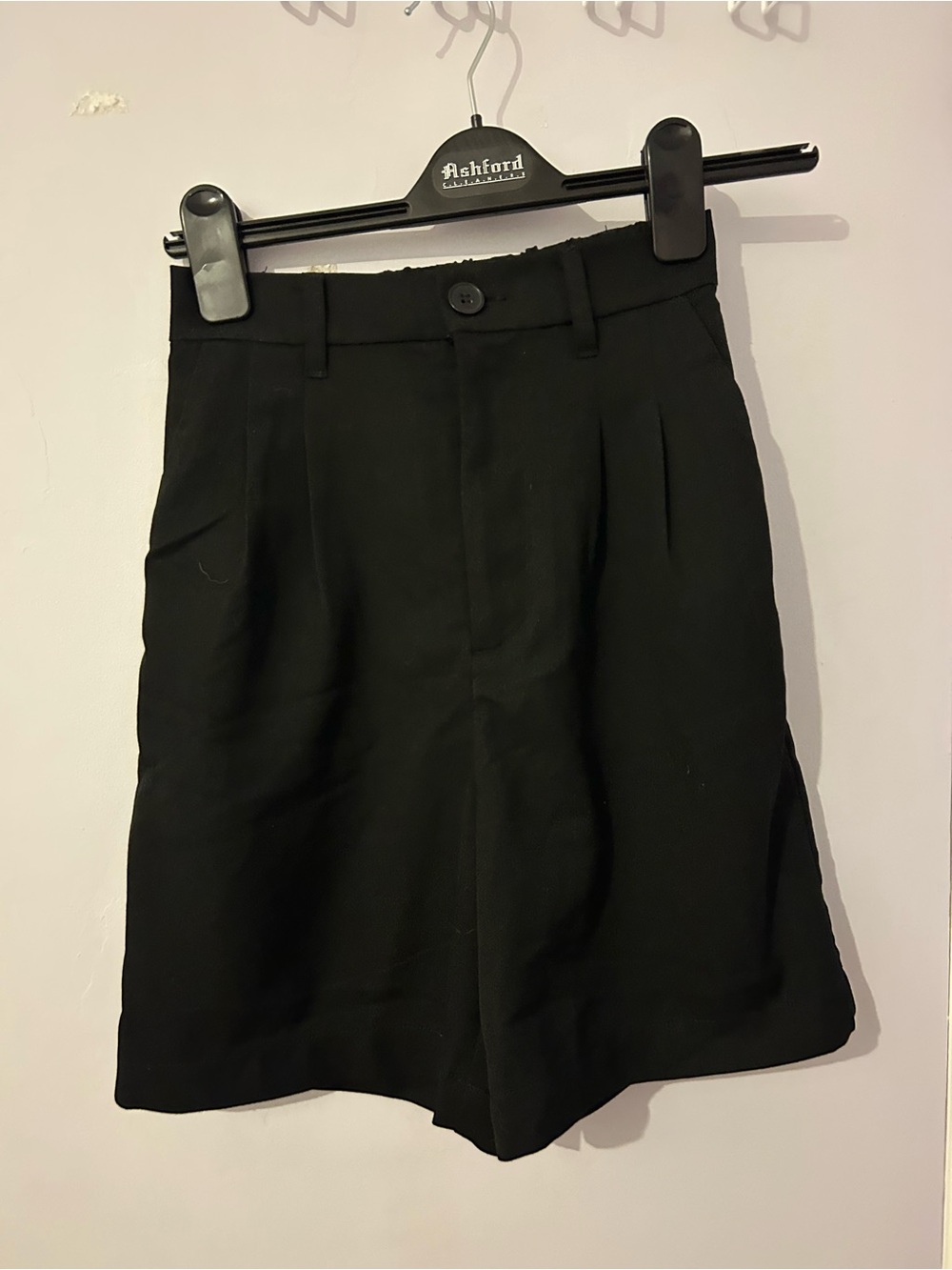 H&M Black High-Waist Tailored Bermuda Shorts